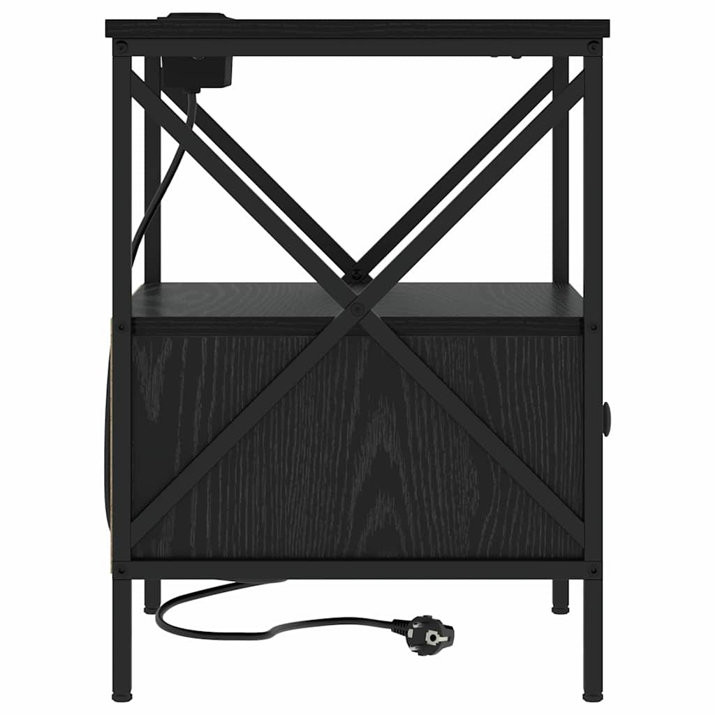 Noptiera stejar negru 41.5 x 40.5 x 55 cm Lemn compozit — imaginea 7