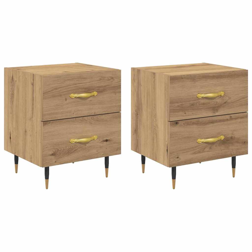 Noptiera 2 pcs stejar artizanal 40 x 35 x 47.5 cm — imaginea 2