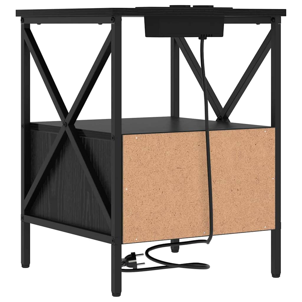 Noptiera stejar negru 41.5 x 40.5 x 55 cm Lemn compozit — imaginea 8