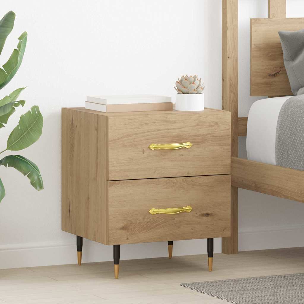 Noptiera 2 pcs stejar artizanal 40 x 35 x 47.5 cm — imaginea 3
