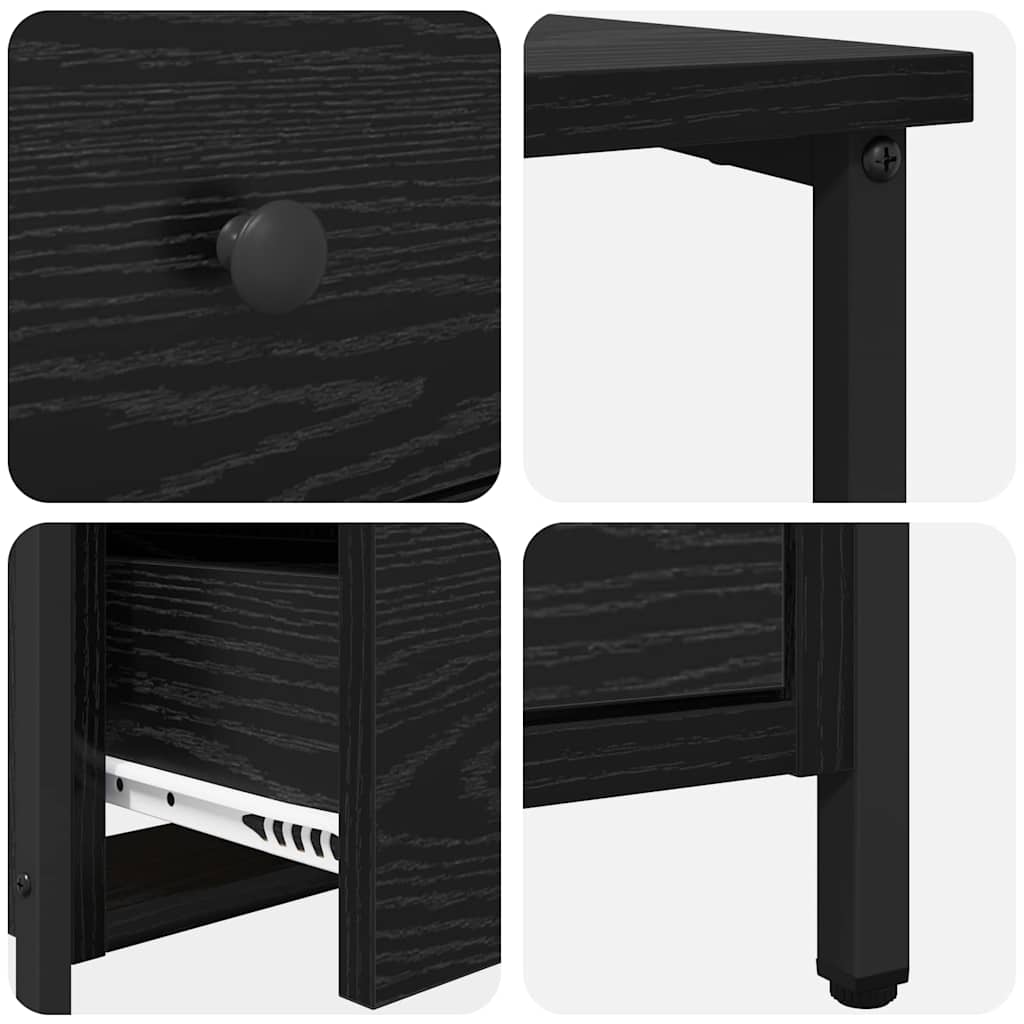 Noptiera cu sertar 2 pcs stejar negru 30 x 60 x 60 cm — imaginea 10