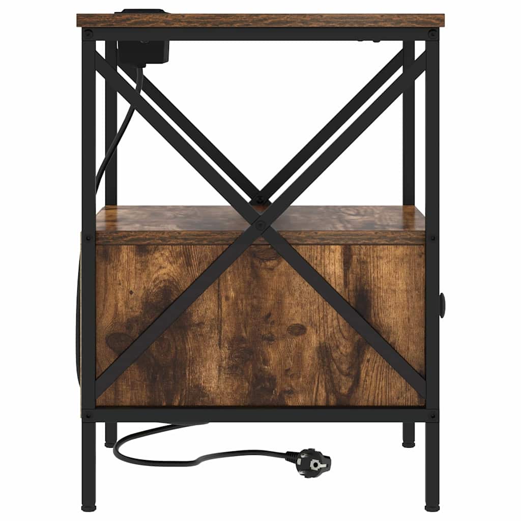 Noptiera stejar afumat 41.5 x 40.5 x 55 cm Lemn compozit — imaginea 7
