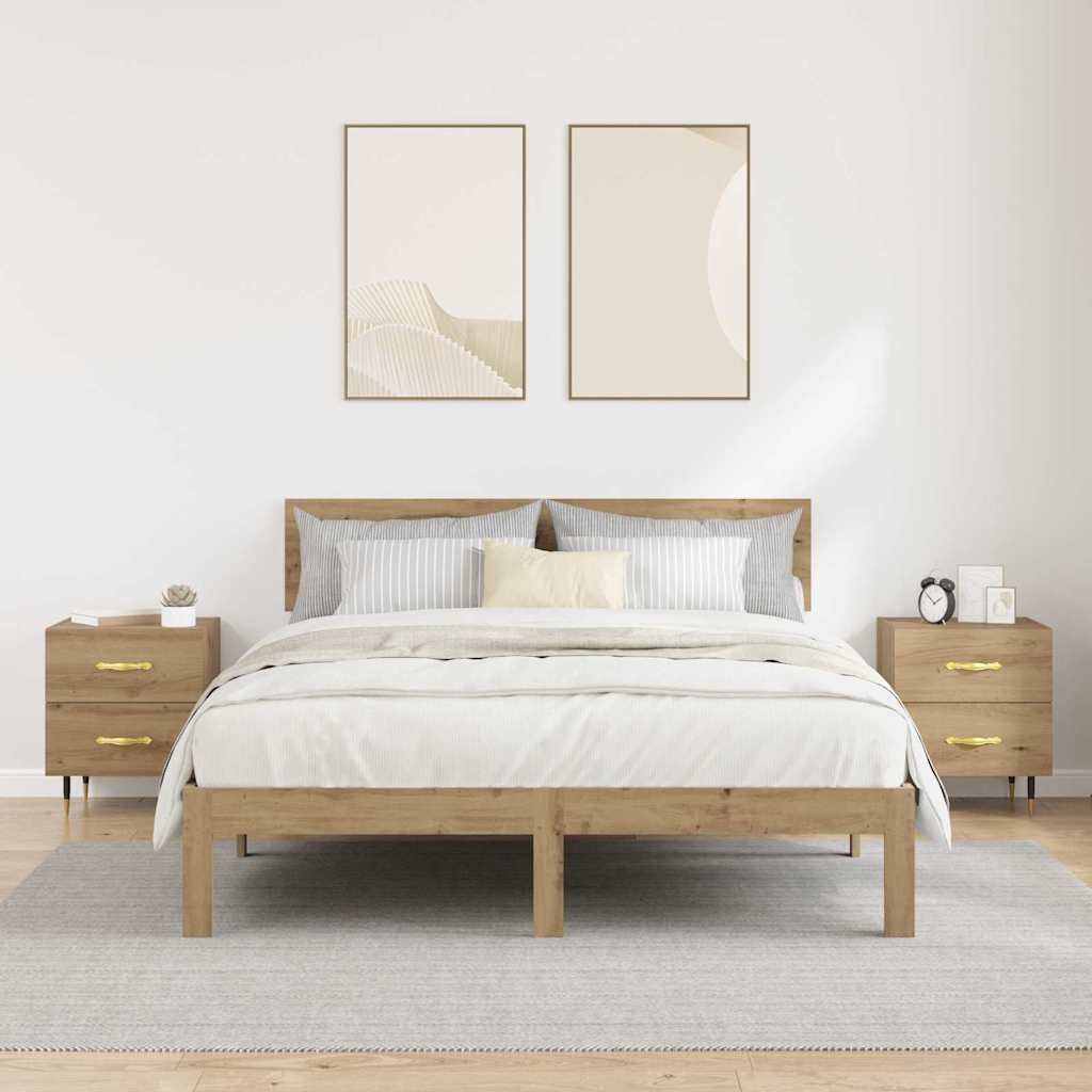 Noptiera 2 pcs stejar artizanal 40 x 35 x 47.5 cm — imaginea 4