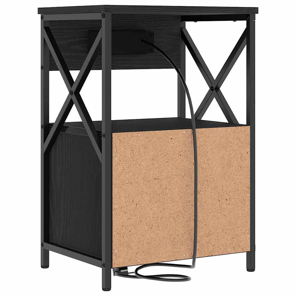 Noptiera stejar negru 40 x 31 x 60 cm Lemn compozit — imaginea 8