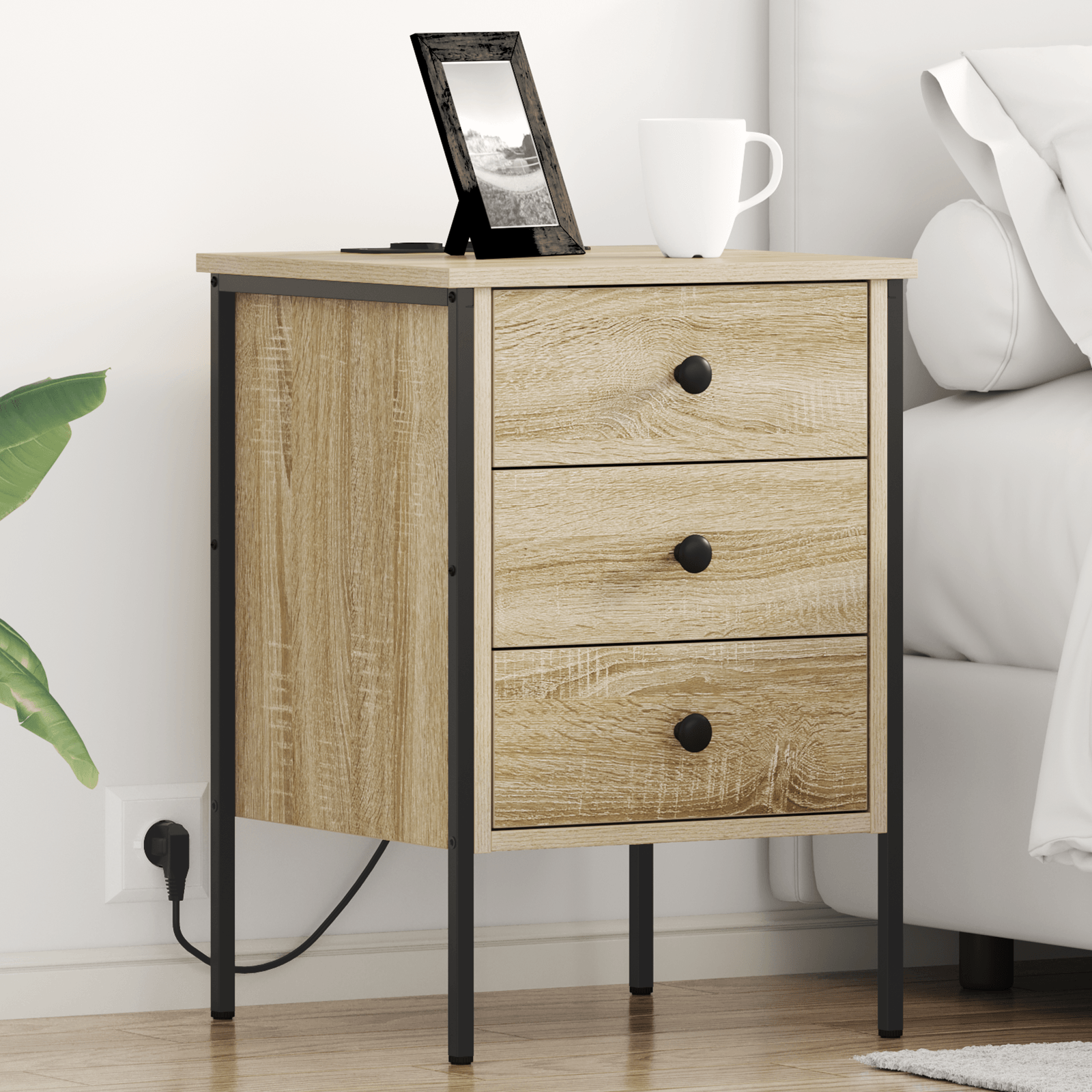 Noptiera stejar sonoma 42 x 41 x 61 cm Lemn compozit — imaginea 2