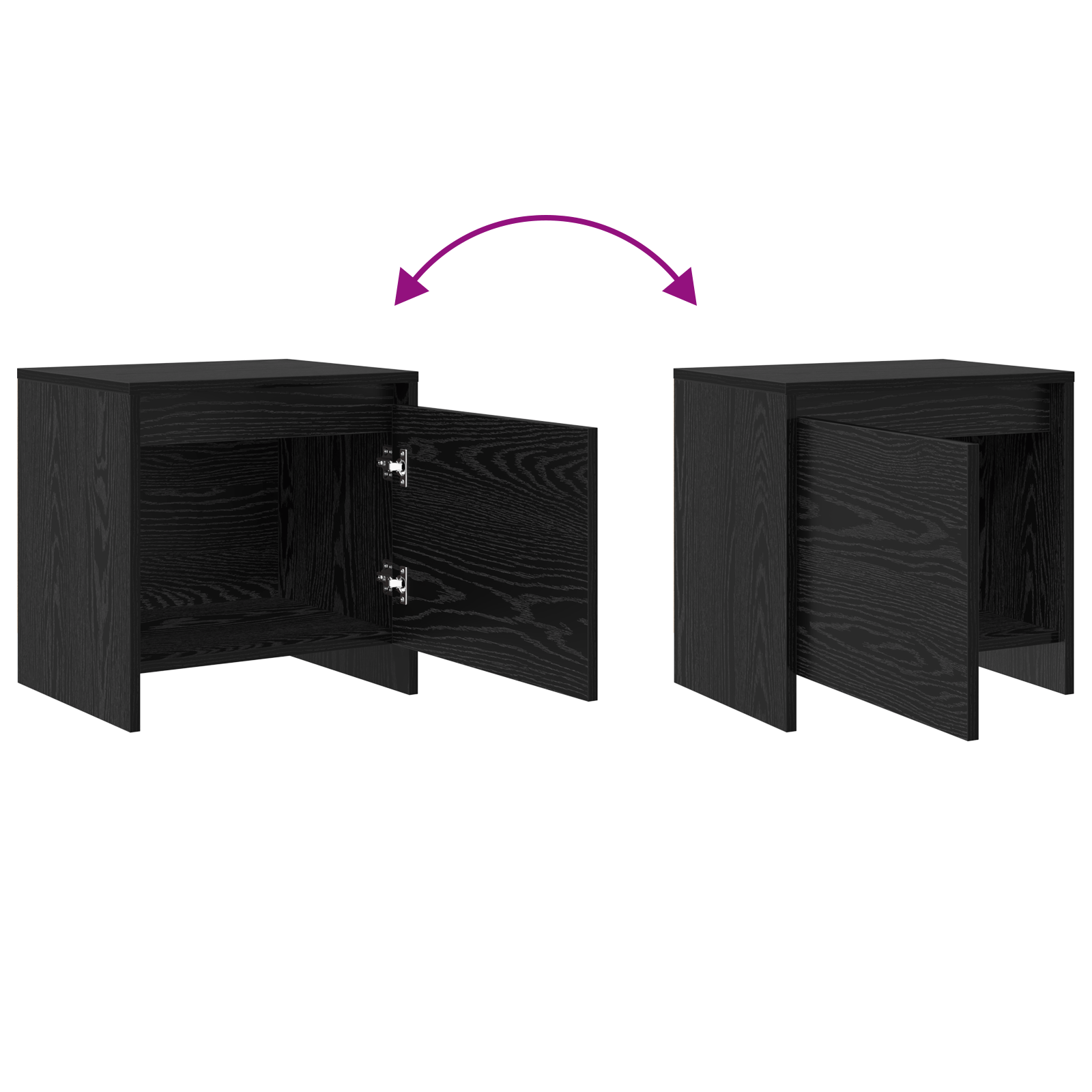 Noptiera stejar negru 45 x 34 x 44.5 cm Lemn compozit — imaginea 11