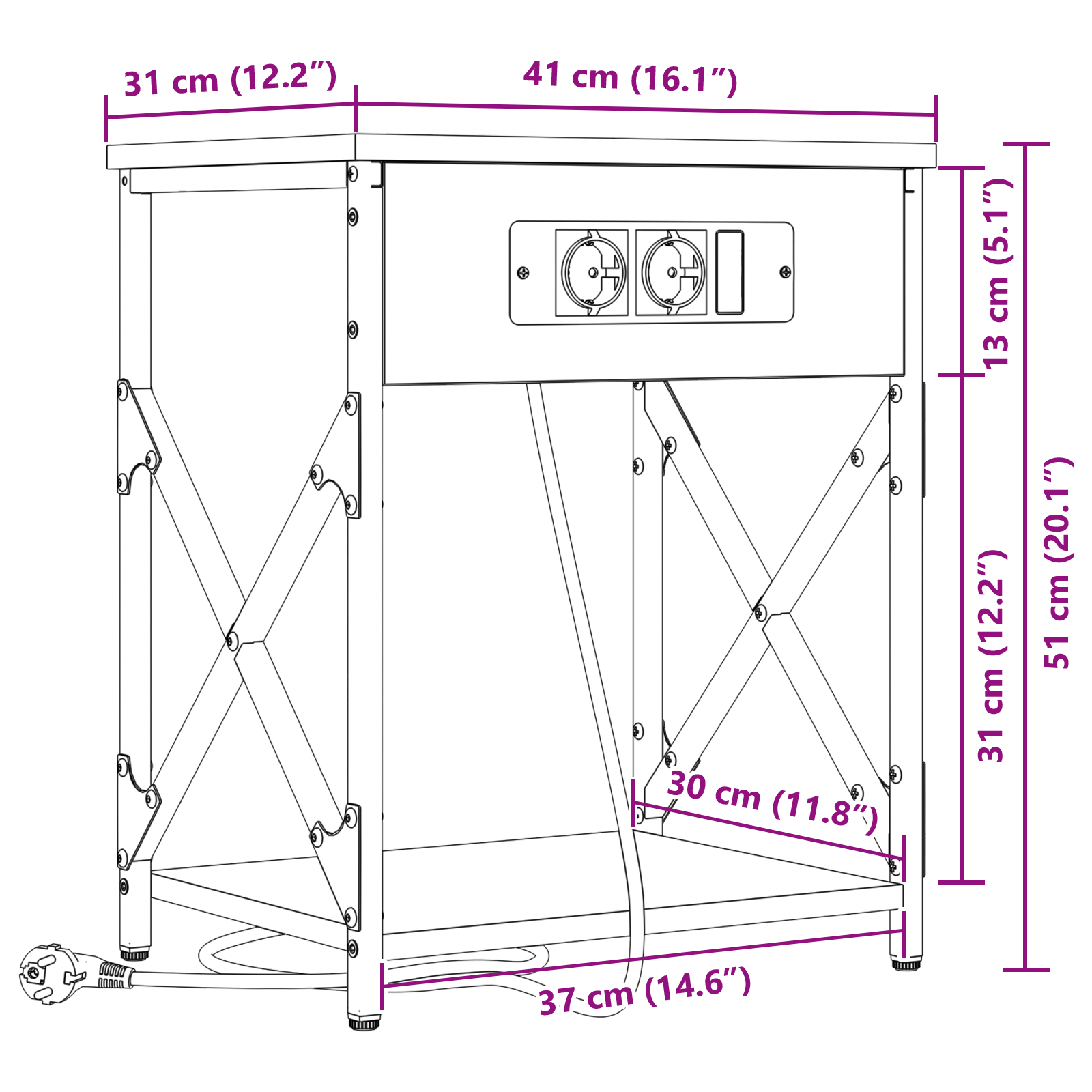 Noptiera cu sertar 2 pcs stejar sonoma 41 x 31 x 51 cm — imaginea 13