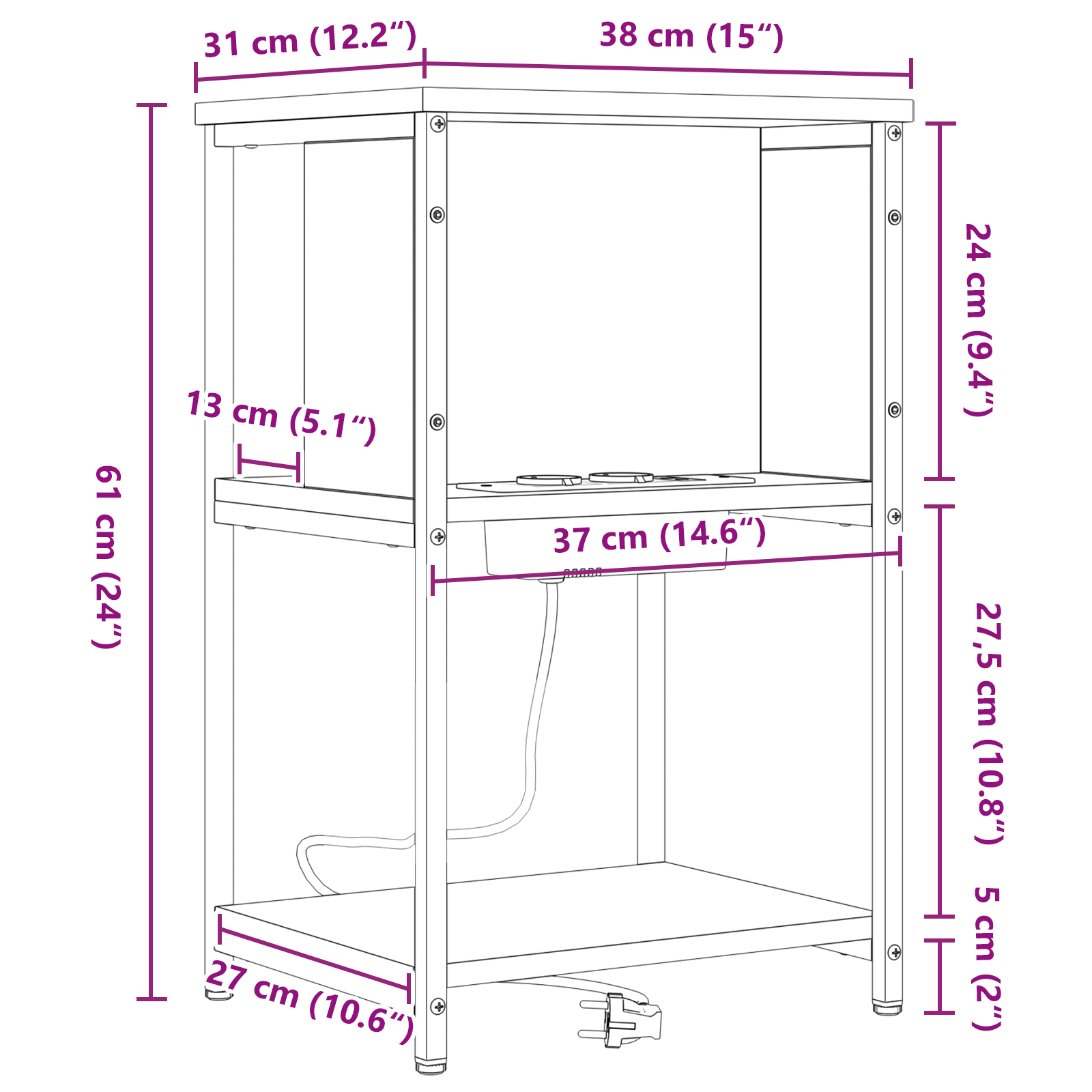 Noptiera 2 pcs sonoma gri 38 x 31 x 61 cm Lemn compozit — imaginea 13