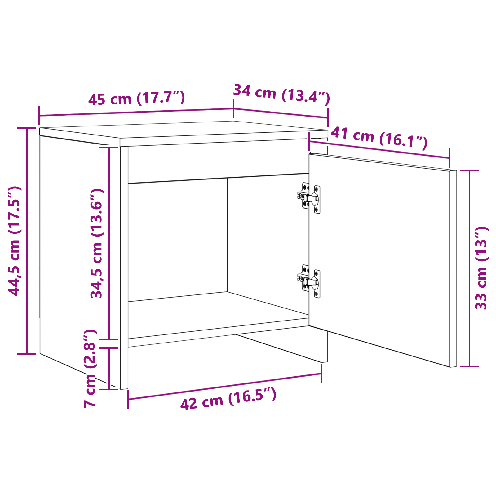 Noptiera stejar negru 45 x 34 x 44.5 cm Lemn compozit — imaginea 12