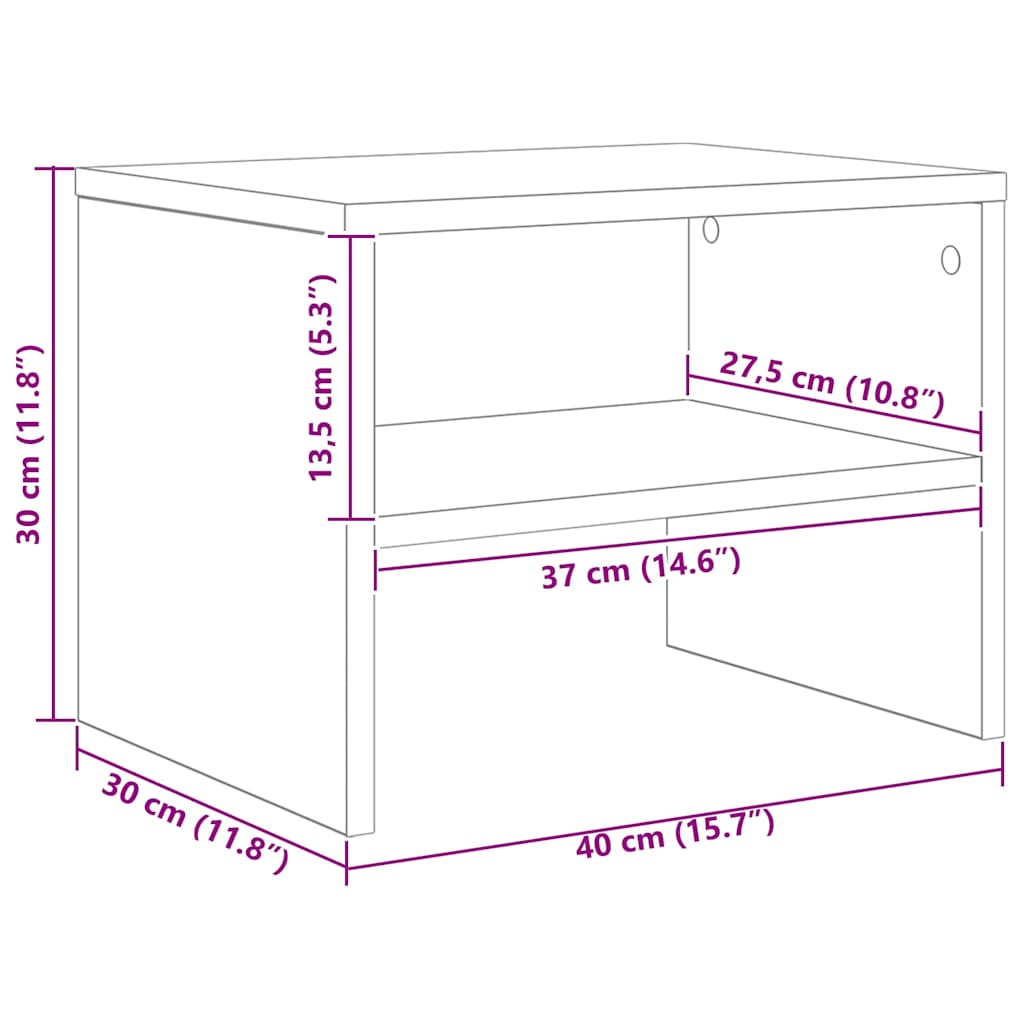 Noptiera 2 pcs Lemn vechi 40 x 30 x 30 cm Lemn compozit — imaginea 10