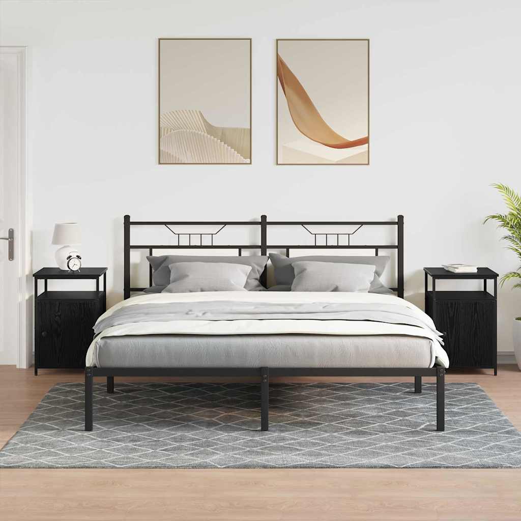Noptiera 2 pcs stejar negru Lemn compozit — imaginea 4