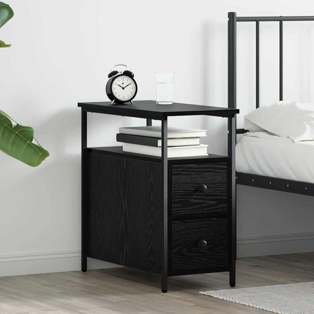 Noptiera cu sertar stejar negru 30 x 60 x 60 cm — imaginea 2