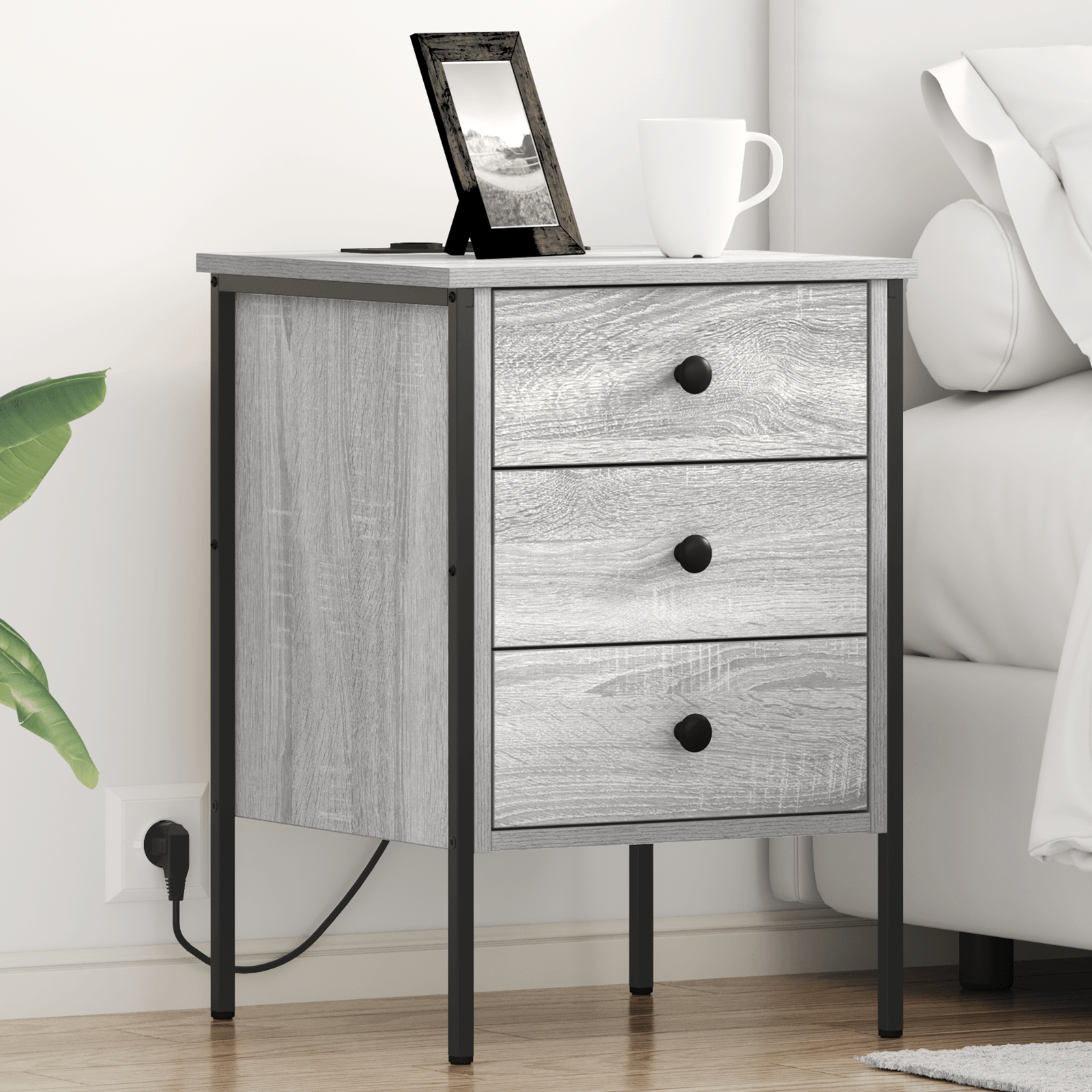 Noptiera sonoma gri 42 x 41 x 61 cm Lemn compozit — imaginea 2