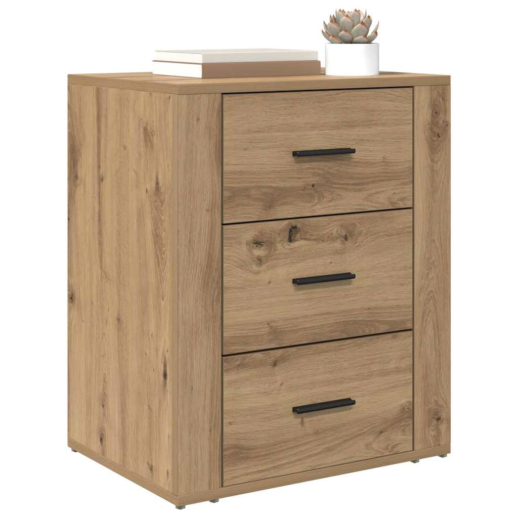 Noptiera stejar artizanal 50 x 36 x 60 cm Lemn compozit — imaginea 3