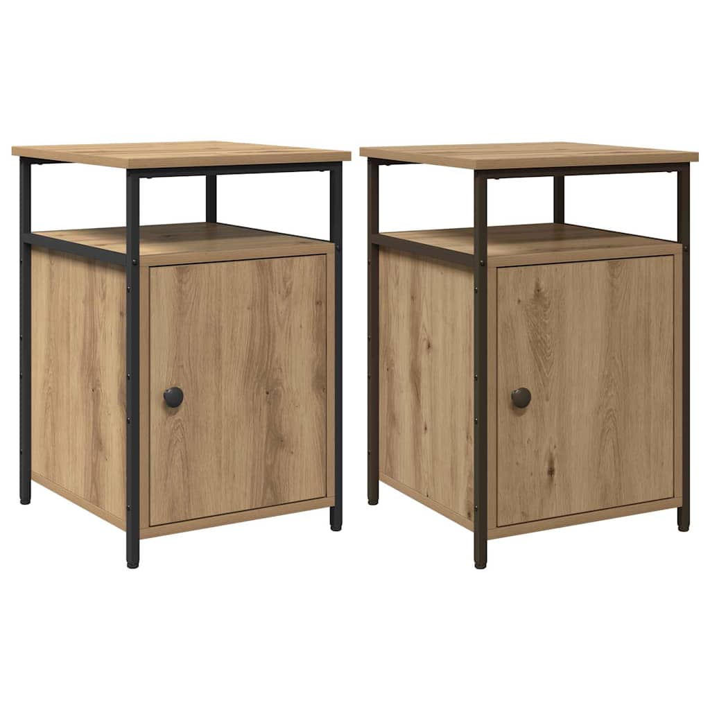 Noptiera 2 pcs stejar artizanal Lemn compozit — imaginea 2