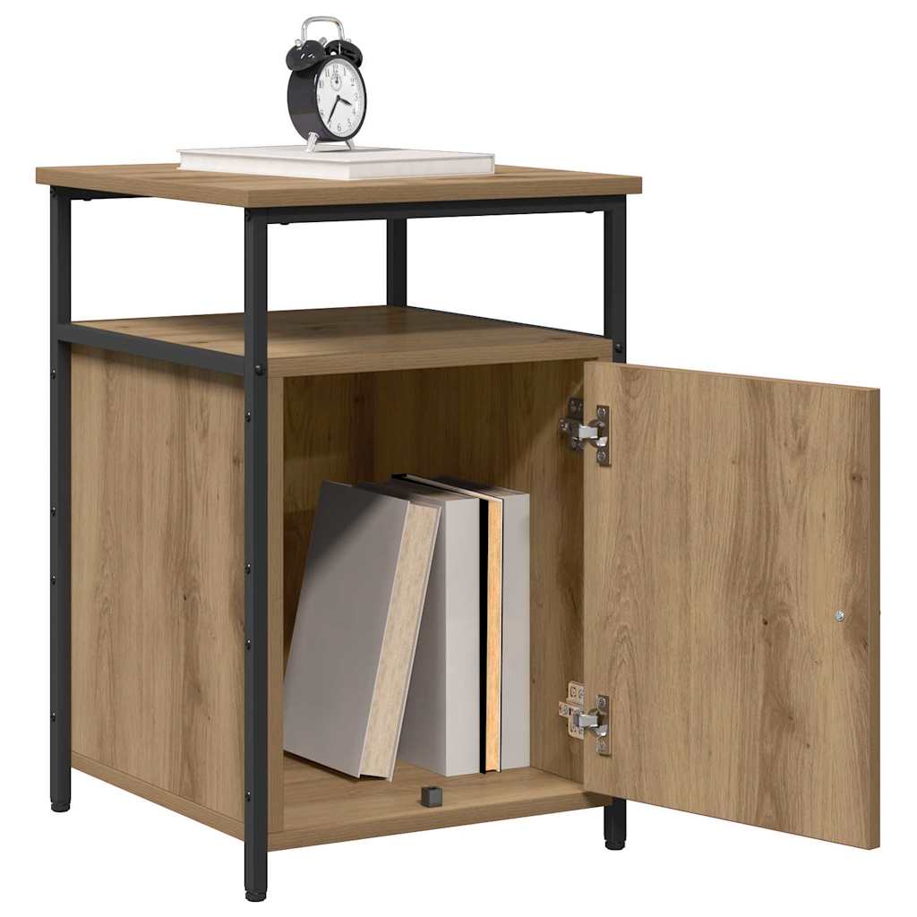 Noptiera 2 pcs stejar artizanal Lemn compozit — imaginea 3