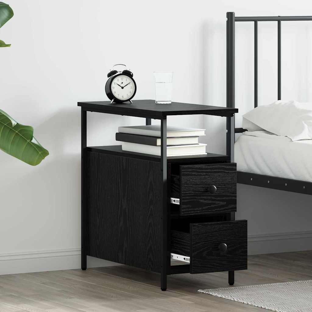 Noptiera cu sertar stejar negru 30 x 60 x 60 cm — imaginea 4