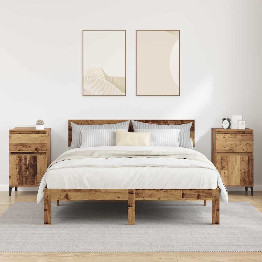 Noptiera 2 pcs Lemn vechi 40 x 35 x 70 cm Lemn compozit — imaginea 4