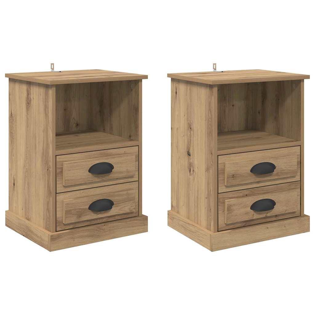 Noptiera 2 pcs stejar artizanal 43 x 36 x 60 cm — imaginea 2