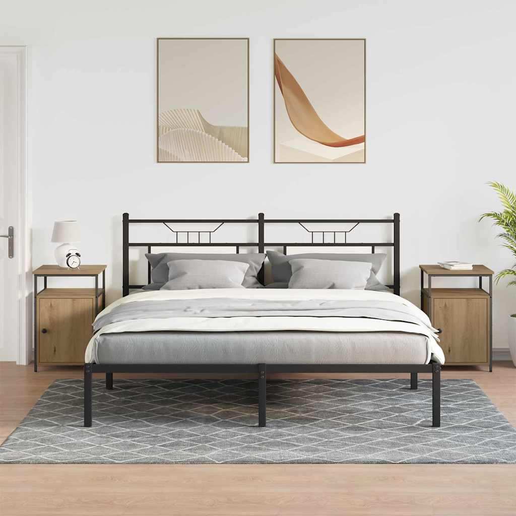 Noptiera 2 pcs stejar artizanal Lemn compozit — imaginea 4
