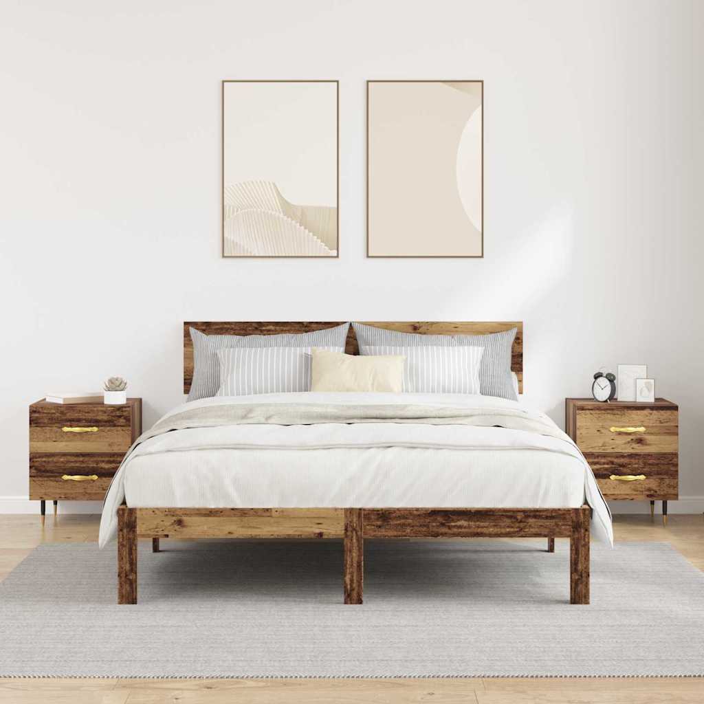 Noptiera cu sertar 2 pcs Lemn vechi 40 x 35 x 47.5 cm — imaginea 4