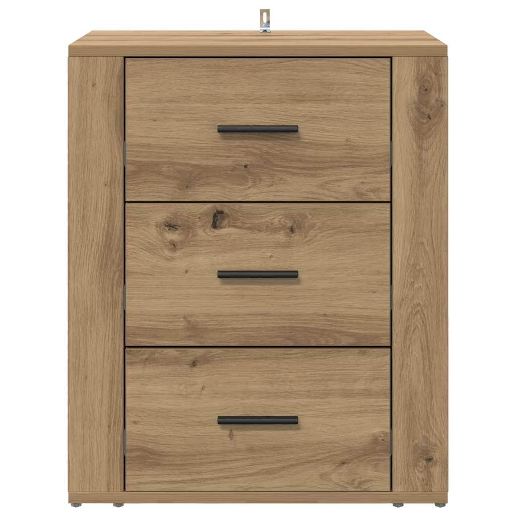 Noptiera stejar artizanal 50 x 36 x 60 cm Lemn compozit — imaginea 6