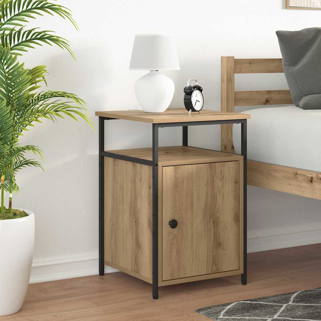 Noptiera 2 pcs stejar artizanal Lemn compozit — imaginea 5