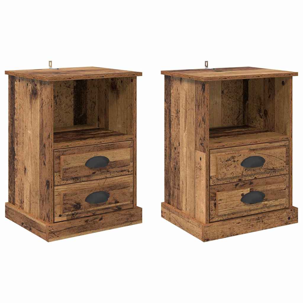 Noptiera 2 pcs Lemn vechi 43 x 36 x 60 cm Lemn compozit — imaginea 2