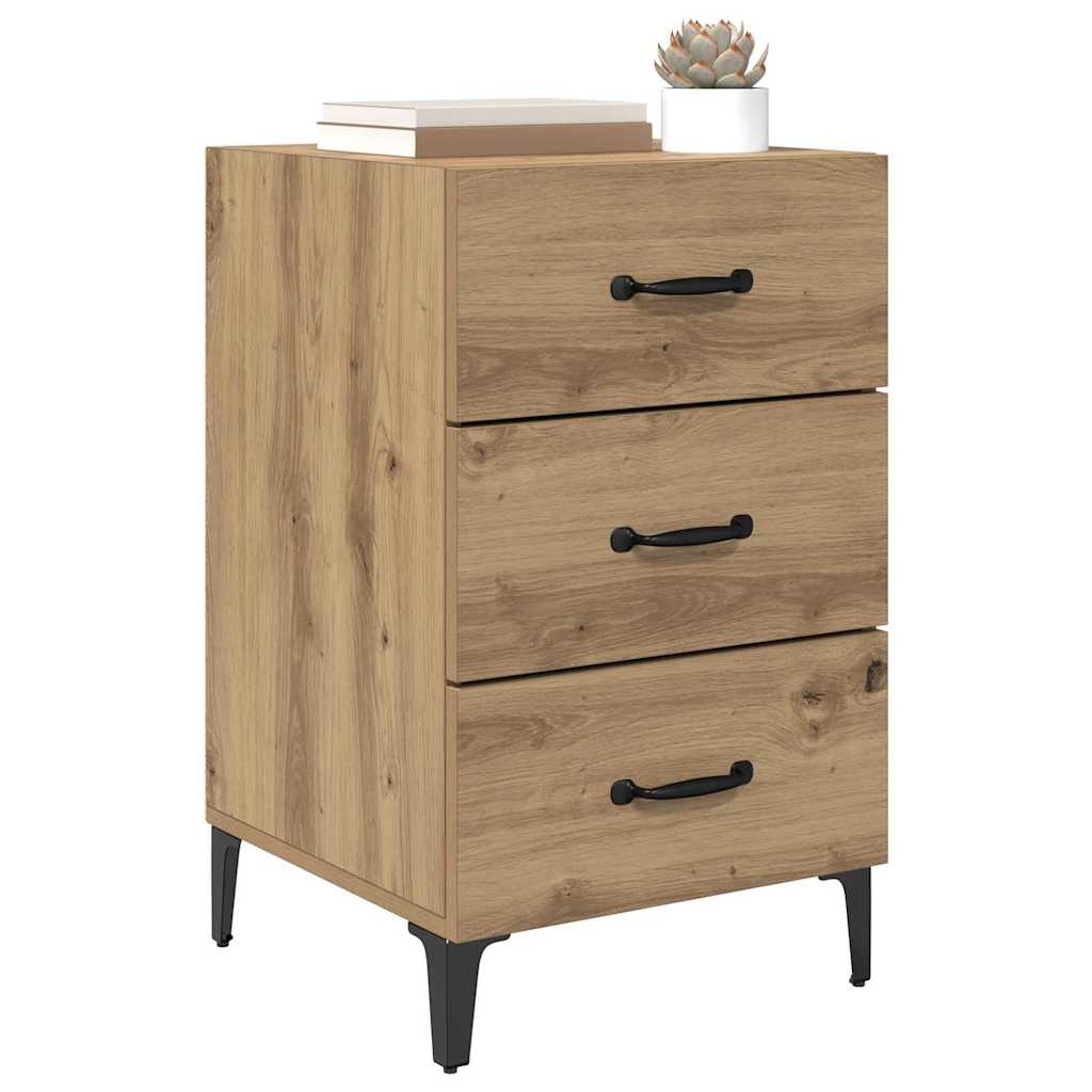 Noptiera stejar artizanal 40 x 40 x 66 cm Lemn compozit — imaginea 3