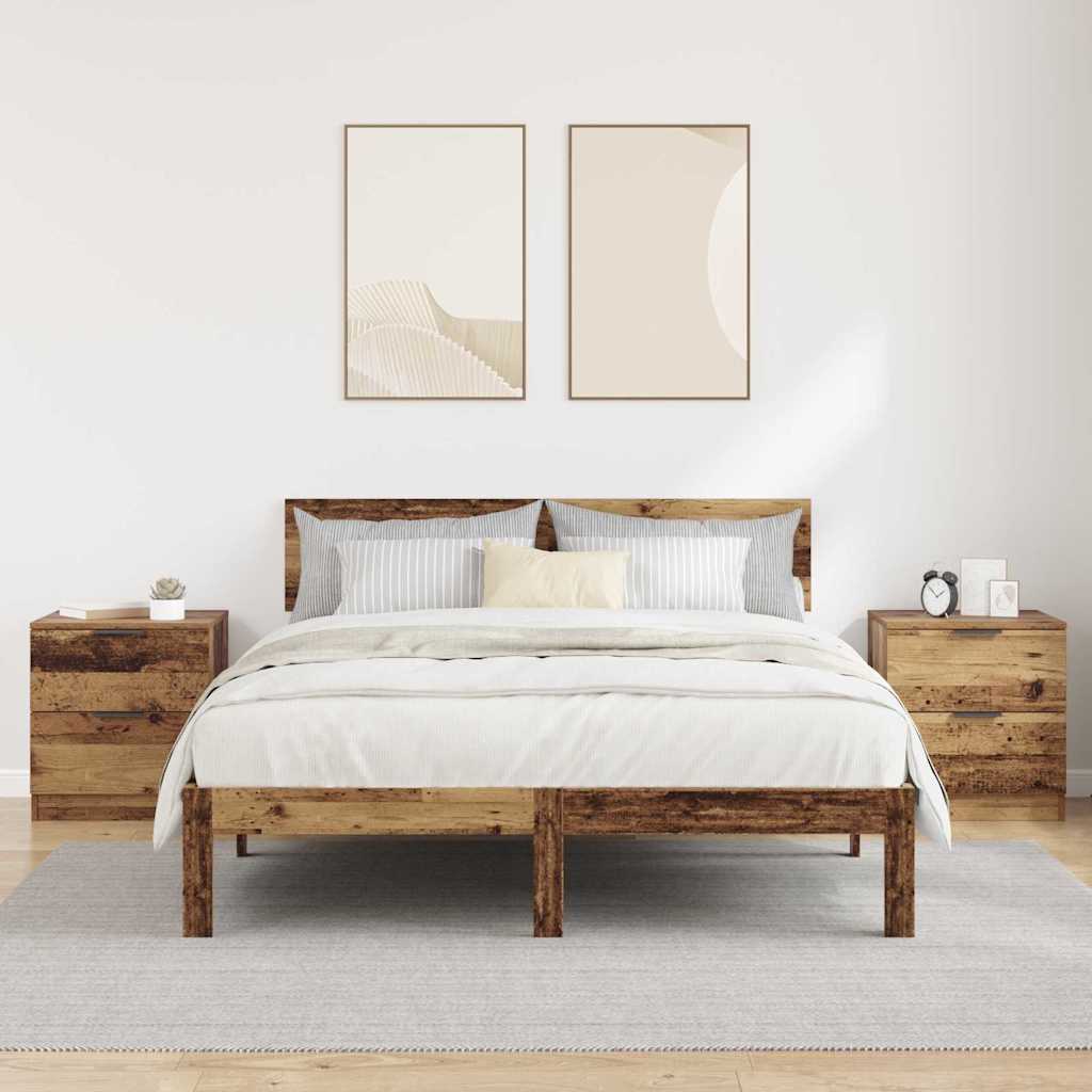 Noptiera 2 pcs Lemn vechi 45 x 39 x 50 cm Lemn compozit — imaginea 4