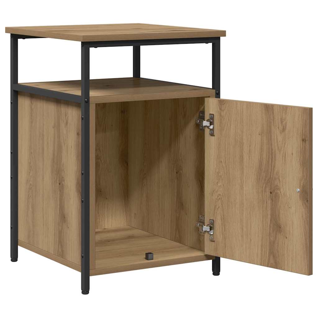 Noptiera 2 pcs stejar artizanal Lemn compozit — imaginea 6