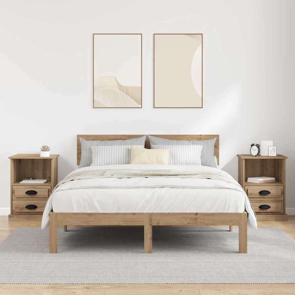 Noptiera 2 pcs stejar artizanal 43 x 36 x 60 cm — imaginea 4