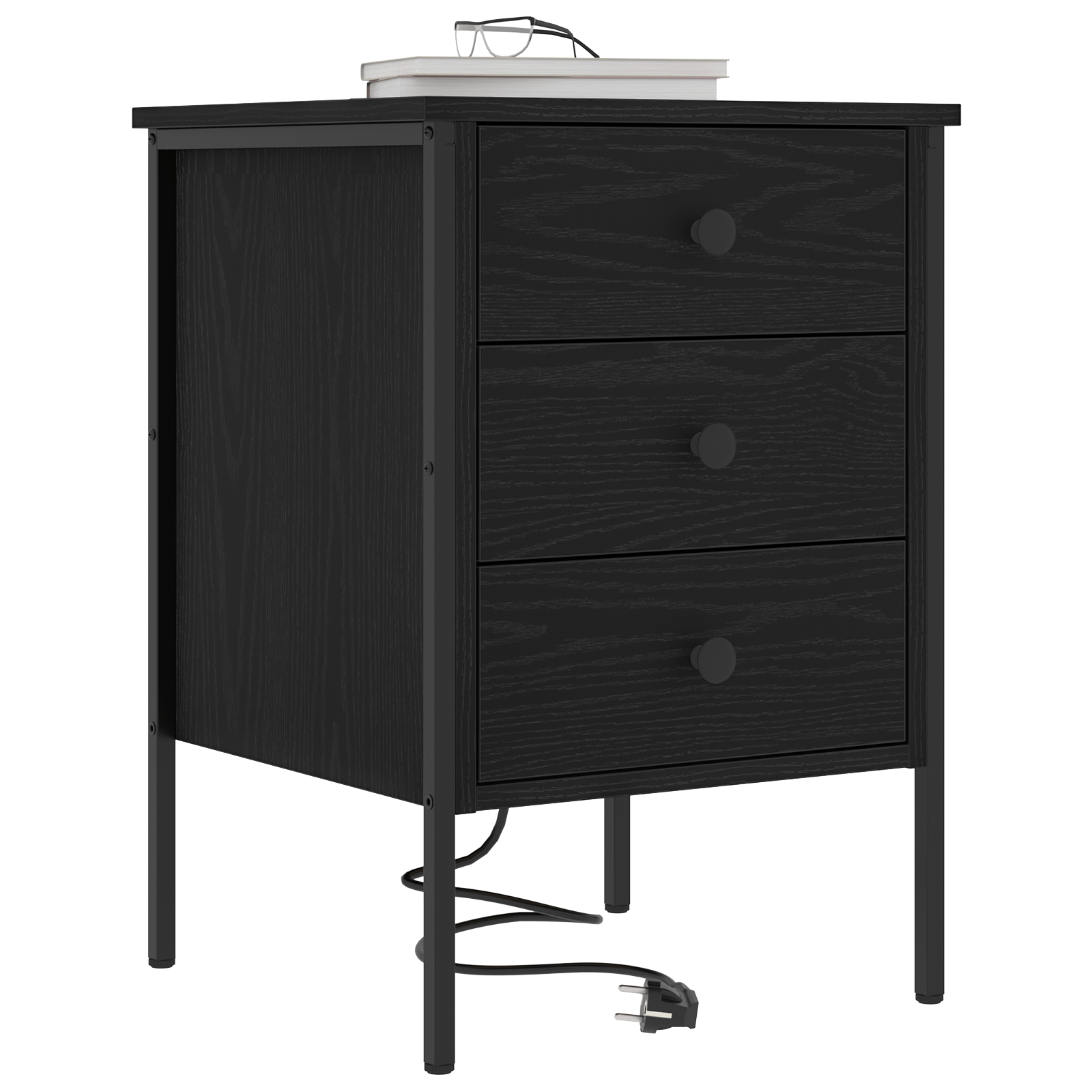 Noptiera stejar negru 42 x 41 x 61 cm Lemn compozit — imaginea 3