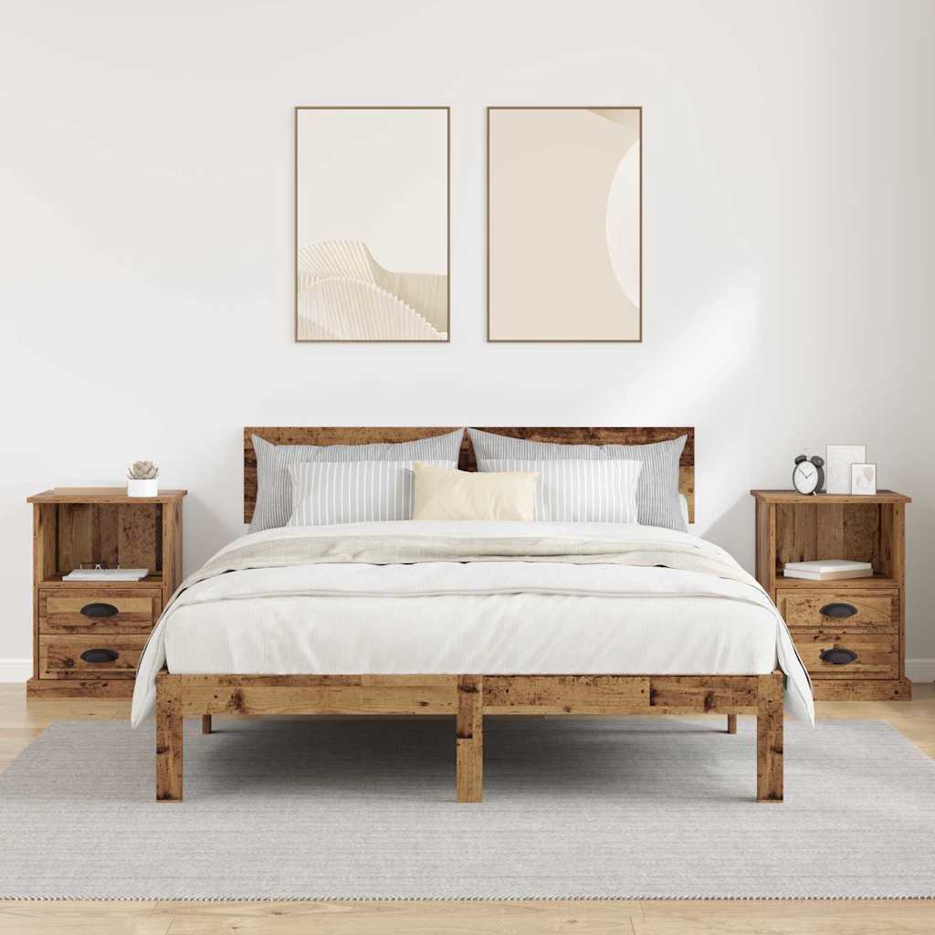 Noptiera 2 pcs Lemn vechi 43 x 36 x 60 cm Lemn compozit — imaginea 4