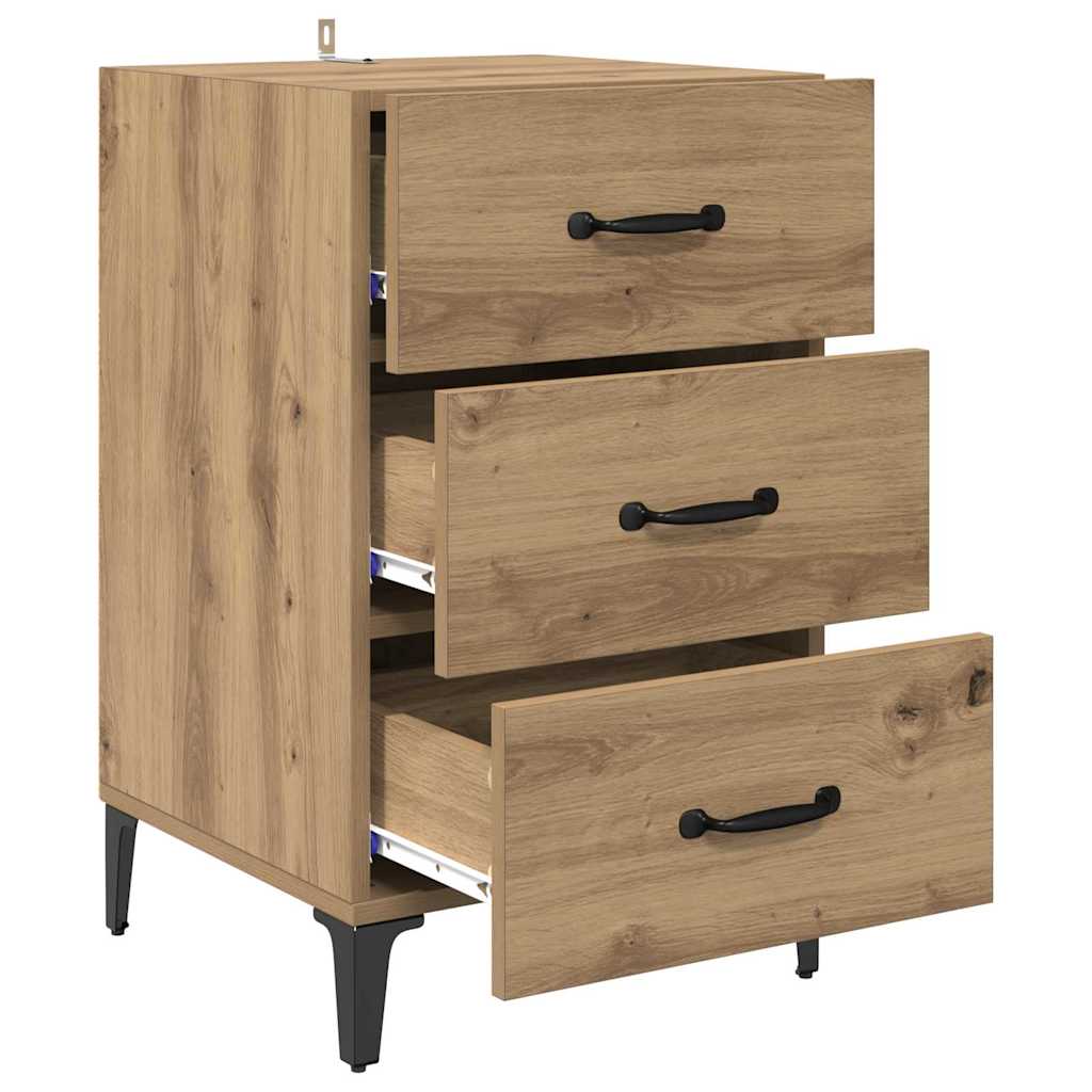 Noptiera stejar artizanal 40 x 40 x 66 cm Lemn compozit — imaginea 5