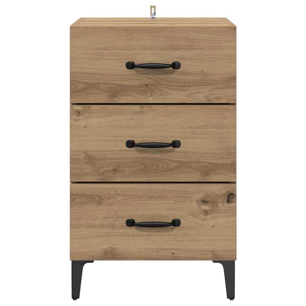Noptiera stejar artizanal 40 x 40 x 66 cm Lemn compozit — imaginea 6