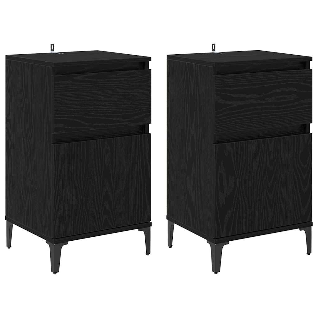 Noptiera cu sertar 2 pcs stejar negru 40 x 35 x 70 cm — imaginea 2