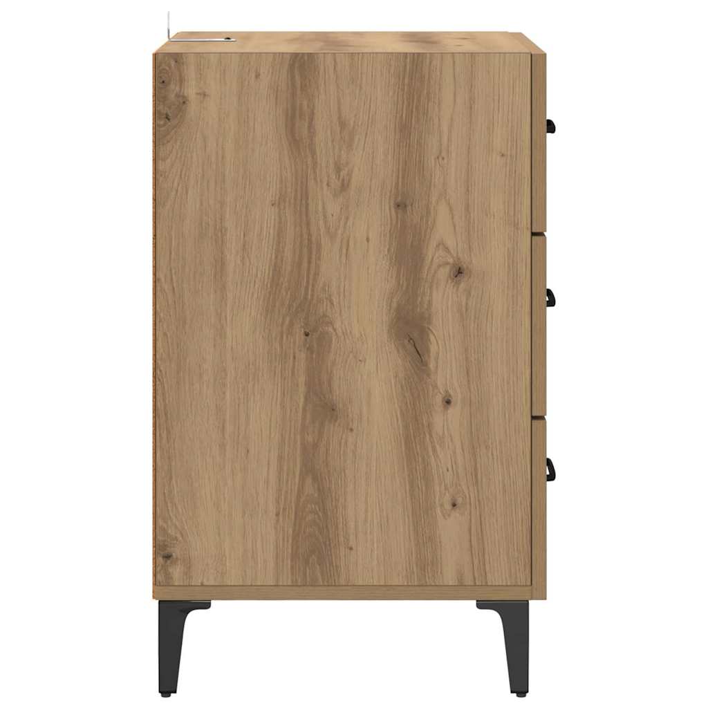 Noptiera stejar artizanal 40 x 40 x 66 cm Lemn compozit — imaginea 7