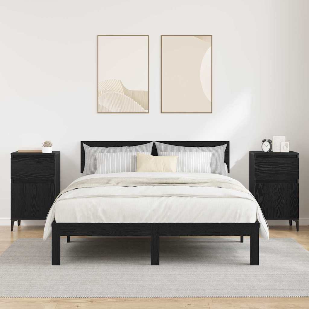 Noptiera cu sertar 2 pcs stejar negru 40 x 35 x 70 cm — imaginea 4