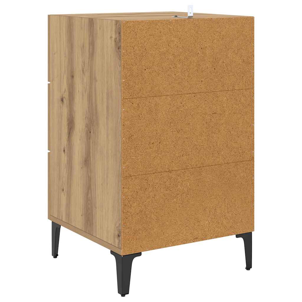 Noptiera stejar artizanal 40 x 40 x 66 cm Lemn compozit — imaginea 8