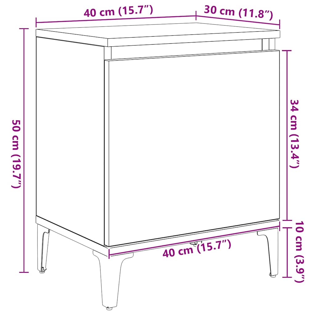 Noptiera stejar negru 40 x 30 x 50 cm Lemn compozit — imaginea 12