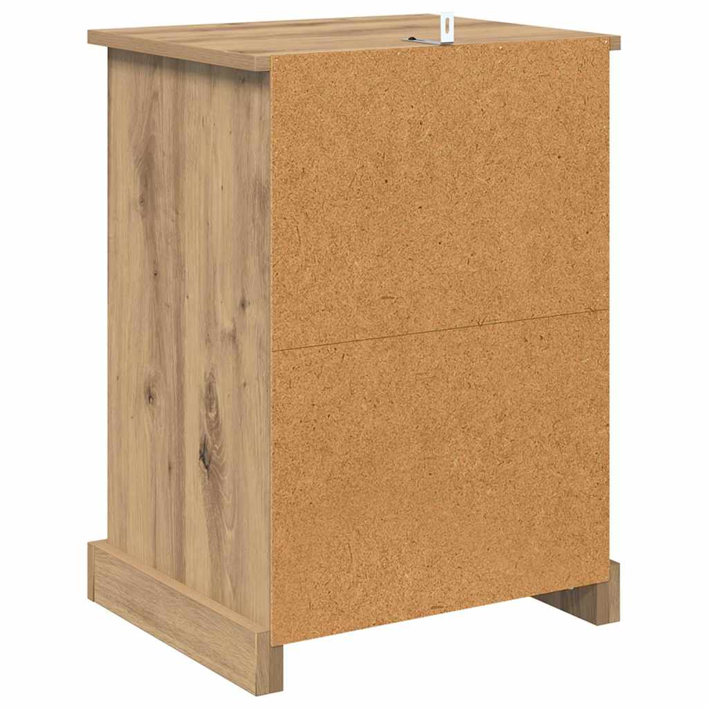Noptiera stejar artizanal 43 x 36 x 60 cm Lemn compozit — imaginea 8
