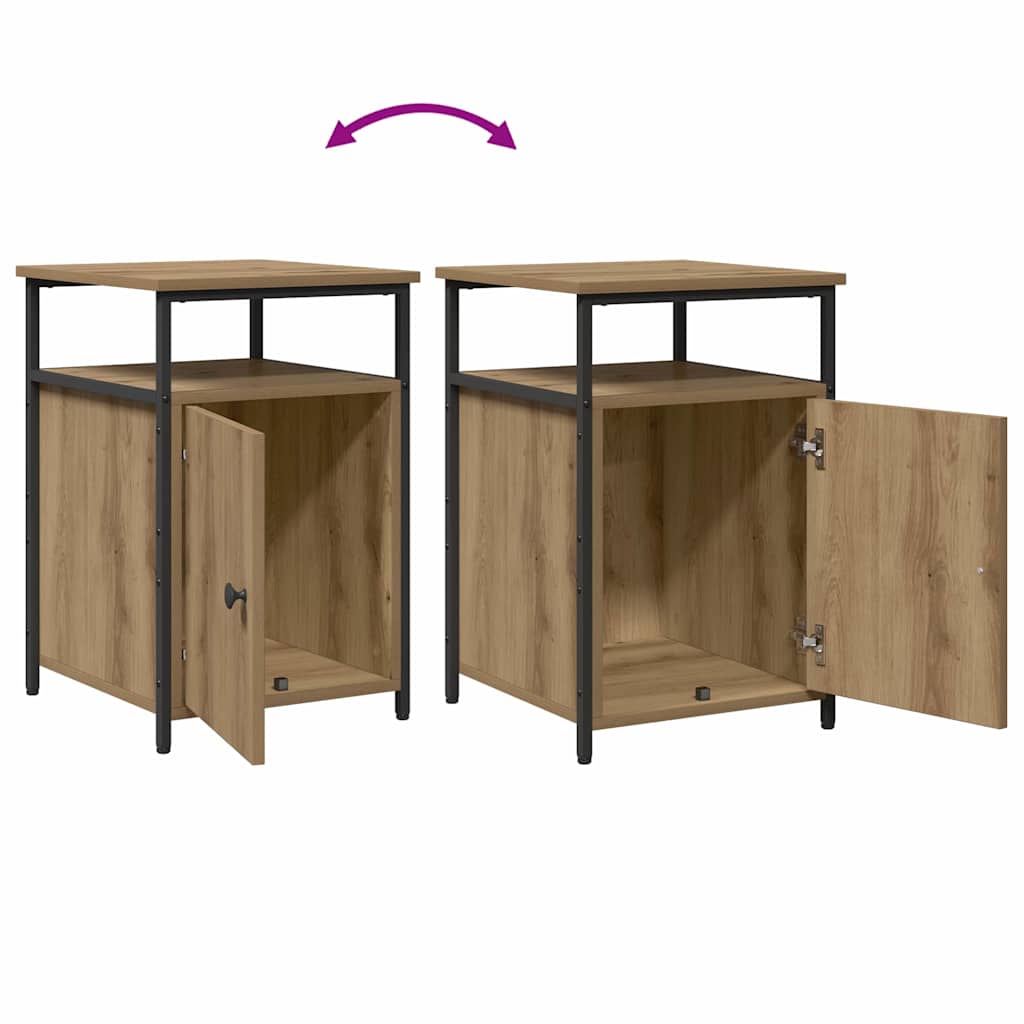 Noptiera 2 pcs stejar artizanal Lemn compozit — imaginea 11