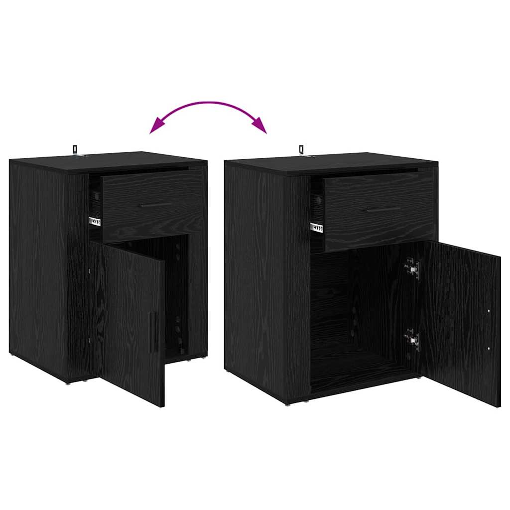 Noptiera stejar negru 50 x 36 x 60 cm Lemn compozit — imaginea 12