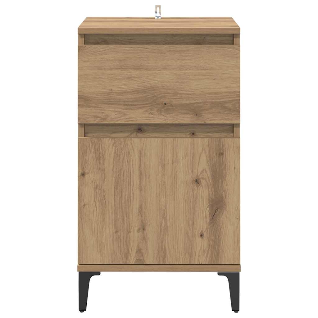 Noptiera stejar artizanal 40 x 35 x 70 cm Lemn compozit — imaginea 6