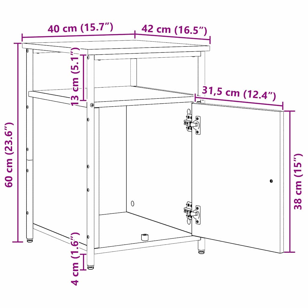 Noptiera 2 pcs stejar artizanal Lemn compozit — imaginea 12