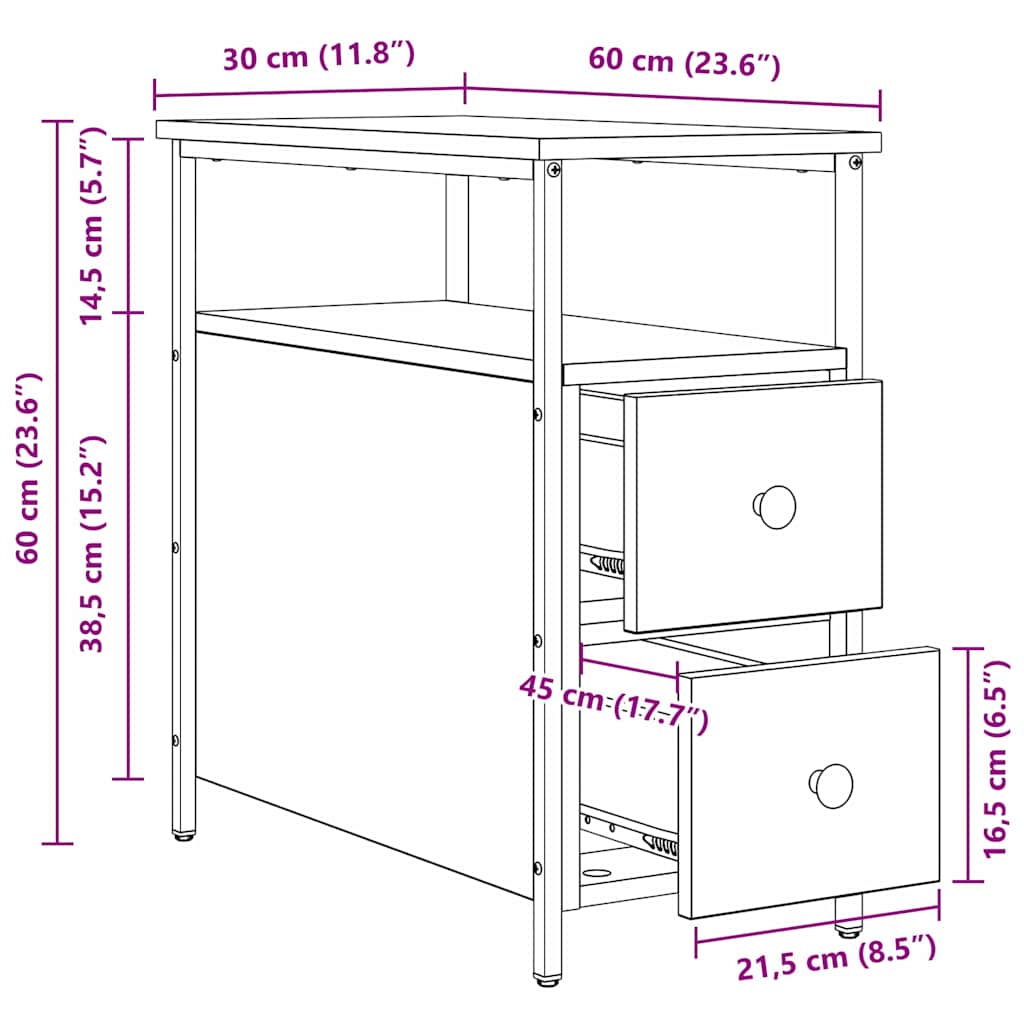 Noptiera cu sertar stejar artizanal 30 x 60 x 60 cm — imaginea 11