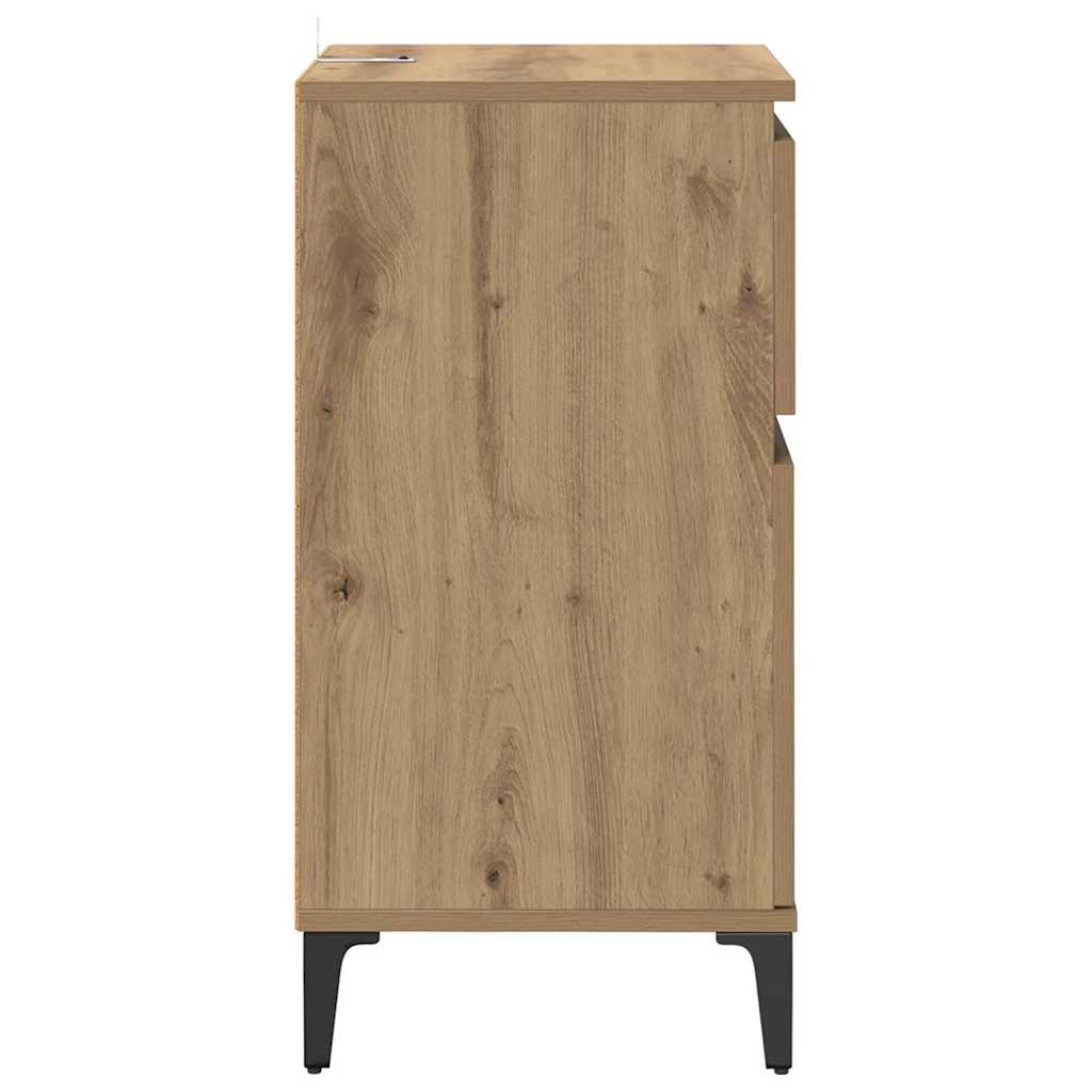 Noptiera stejar artizanal 40 x 35 x 70 cm Lemn compozit — imaginea 7