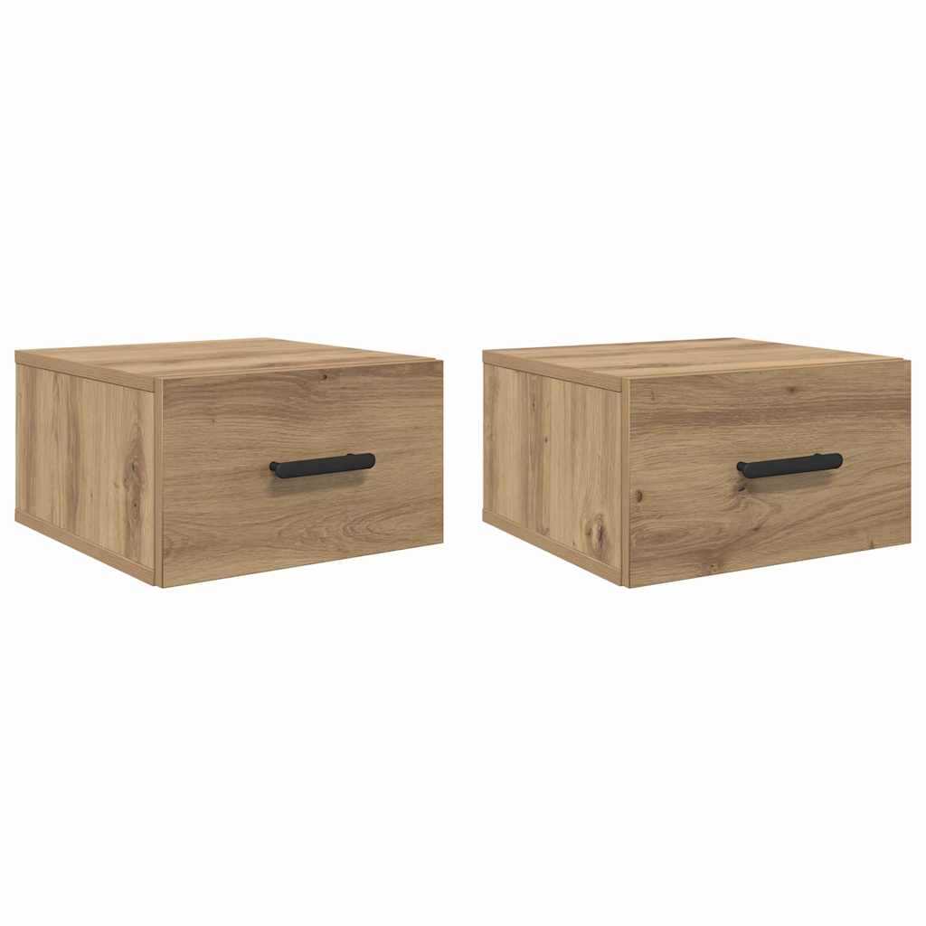 Noptiera 2 pcs stejar artizanal 35 x 35 x 20 cm — imaginea 2