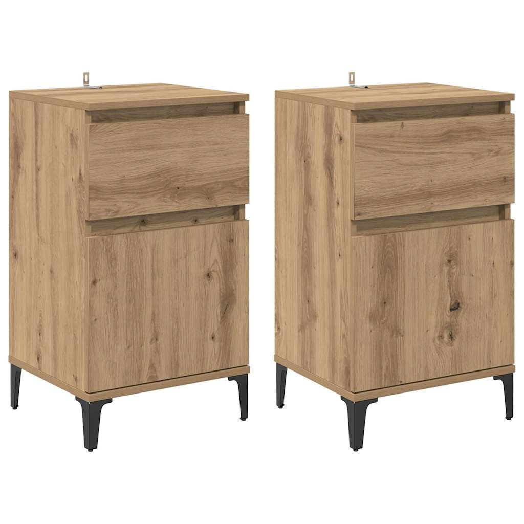 Noptiera 2 pcs stejar artizanal 40 x 35 x 70 cm — imaginea 2